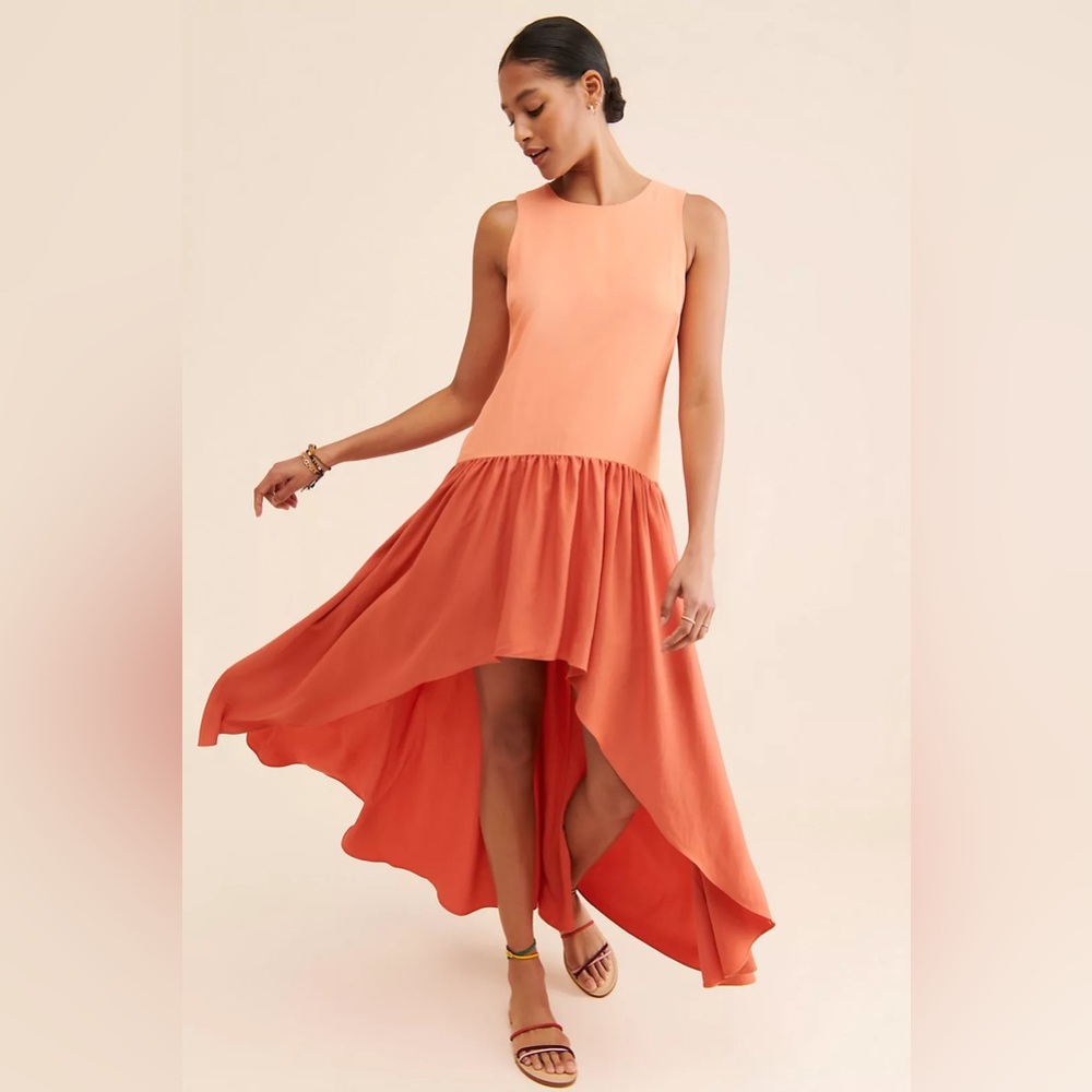 Hutch Orange Asymmetrical Halter Sundress Resort Wear